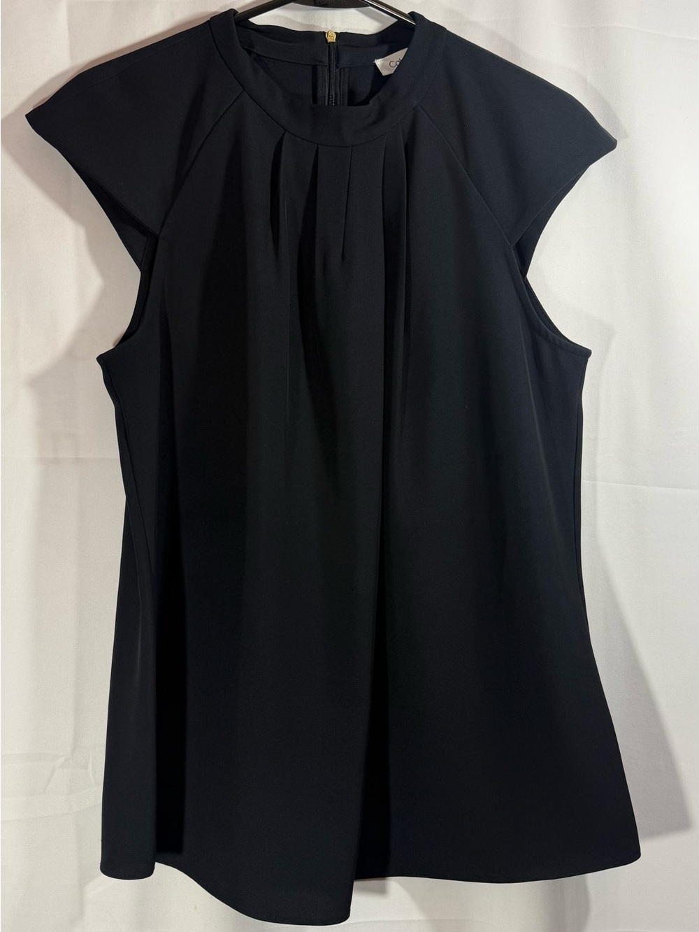 Calvin Klein Black Pleated Neck Sleeveless Top Size Medium